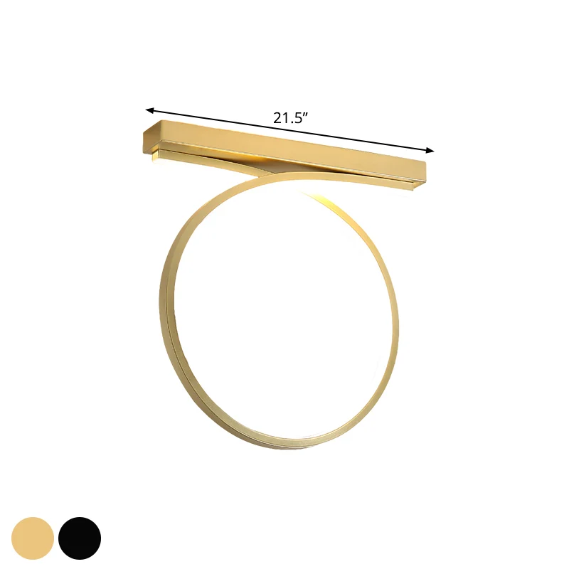 Black/Gold Loop Flush Mount Ceiling Light Simplicity Metaal LED Flushmount Warm/White Light Restaurant Gold