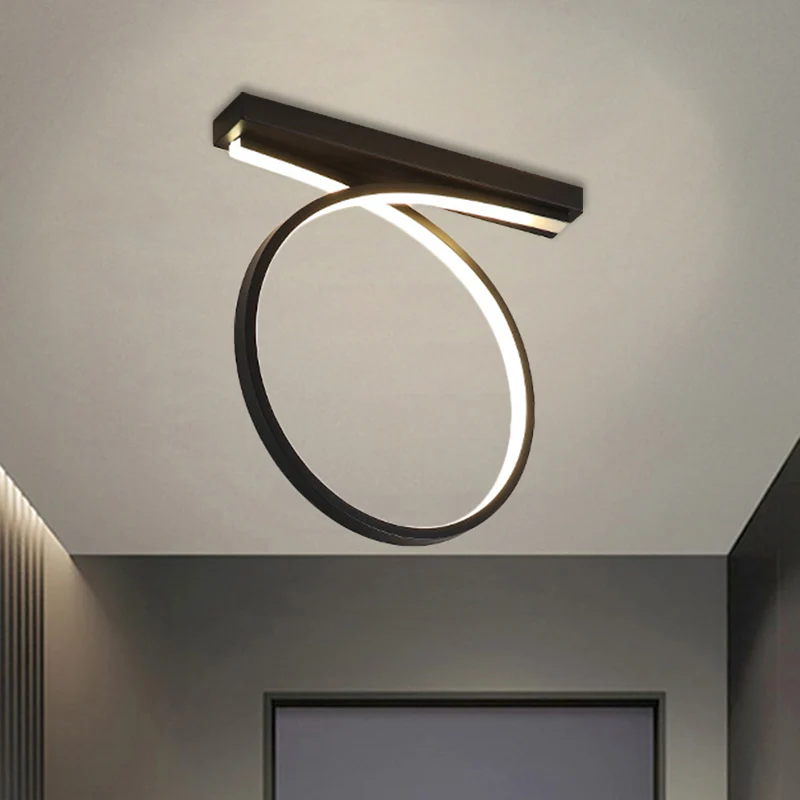 Black/Gold Loop Flush Mount Ceiling Light Simplicity Metaal LED Flushmount Warm/White Light Restaurant Gold
