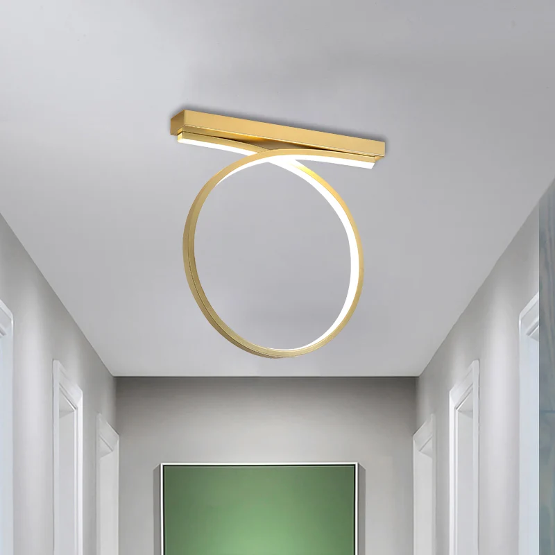 Black/Gold Loop Flush Mount Ceiling Light Simplicity Metaal LED Flushmount Warm/White Light Restaurant Gold