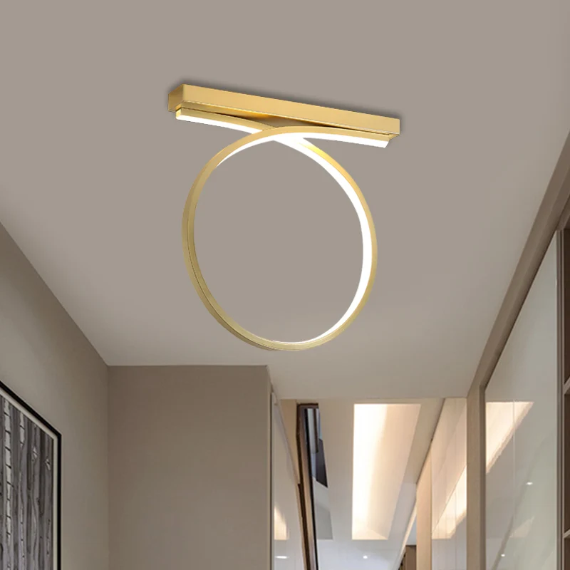 Black/Gold Loop Flush Mount Ceiling Light Simplicity Metaal LED Flushmount Warm/White Light Restaurant Gold