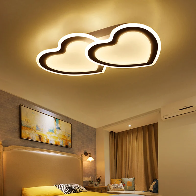 Cartoon Parelmoer LED Ceiling Light Loving Heart Acrylic Flush Ceiling Light Hotel Living Room Black
