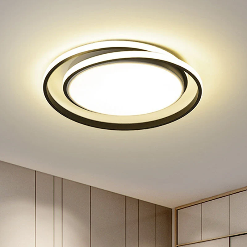 Circle Shaped Bedroom Flush Light Kunststof glas Minimalist LED Flush Ceiling Light Fixture Black