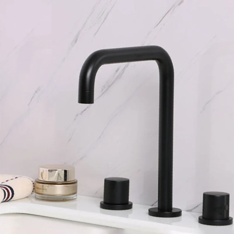 Circular 2-Handle Bathroom Faucet Rood koper 3-Hole Widespread Bathroom Sink Faucet Cromo