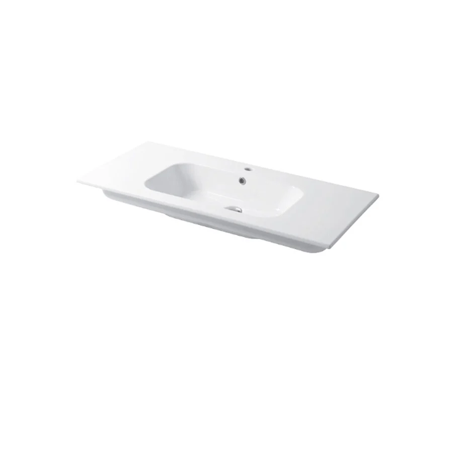 Console sink glanzend white ceramic Qubo Square 51 series Disegno-Ceramica 96cm