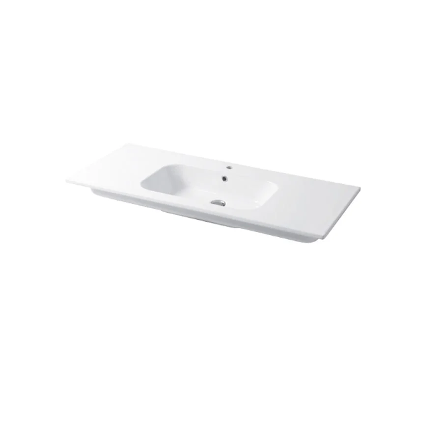 Console sink glossy ivoor ceramic Qubo Square 46 series Disegno-Ceramica 106cm