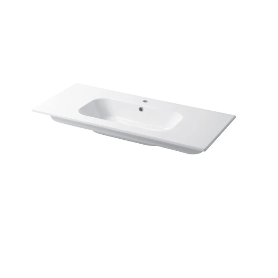 Console sink glossy wit ceramic Qubo Square 51 series Disegno-Ceramica 121cm