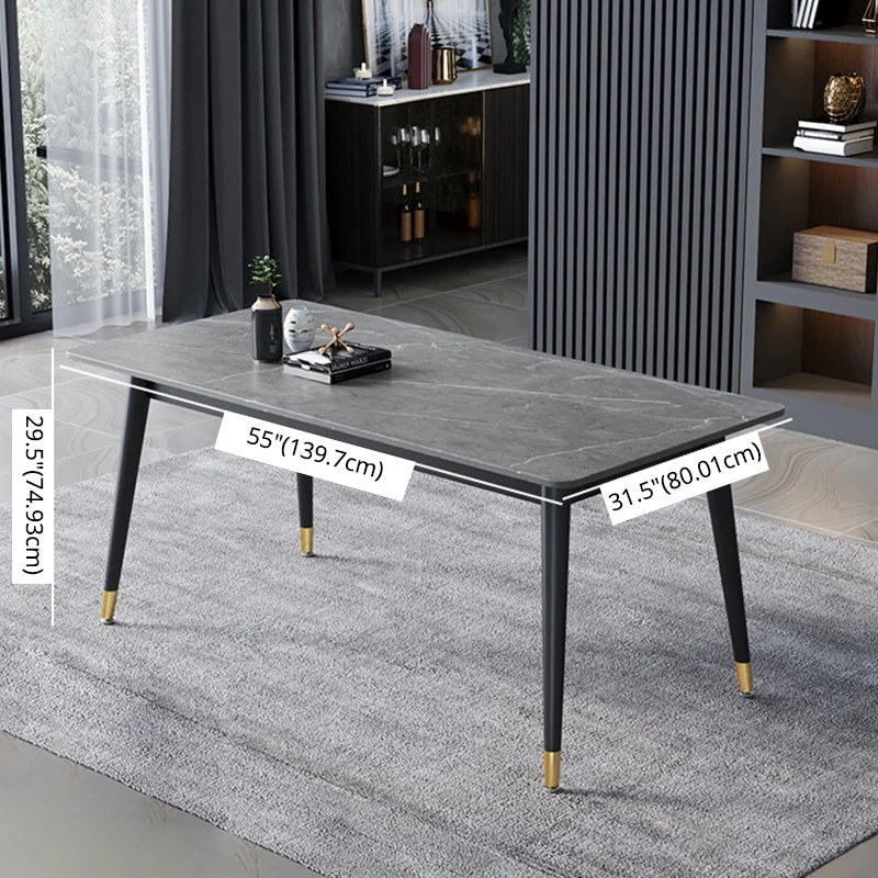 Contemporary Fixed Dining¬†Room¬†Table¬†Set Metaal 4 Legs Base Dining Table Furniture 47
