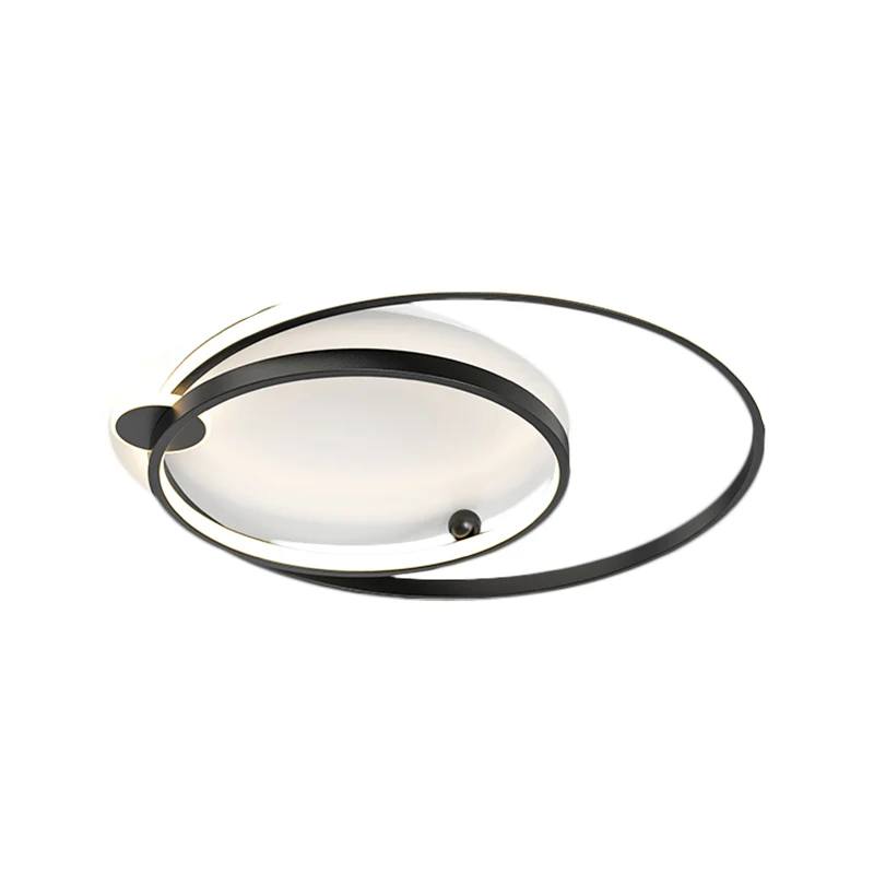 Dual Hoop Metaal Ceiling Flush Modernism Black/Gold LED Flush Mount Warm/White Light, 18"/21.5" W Black