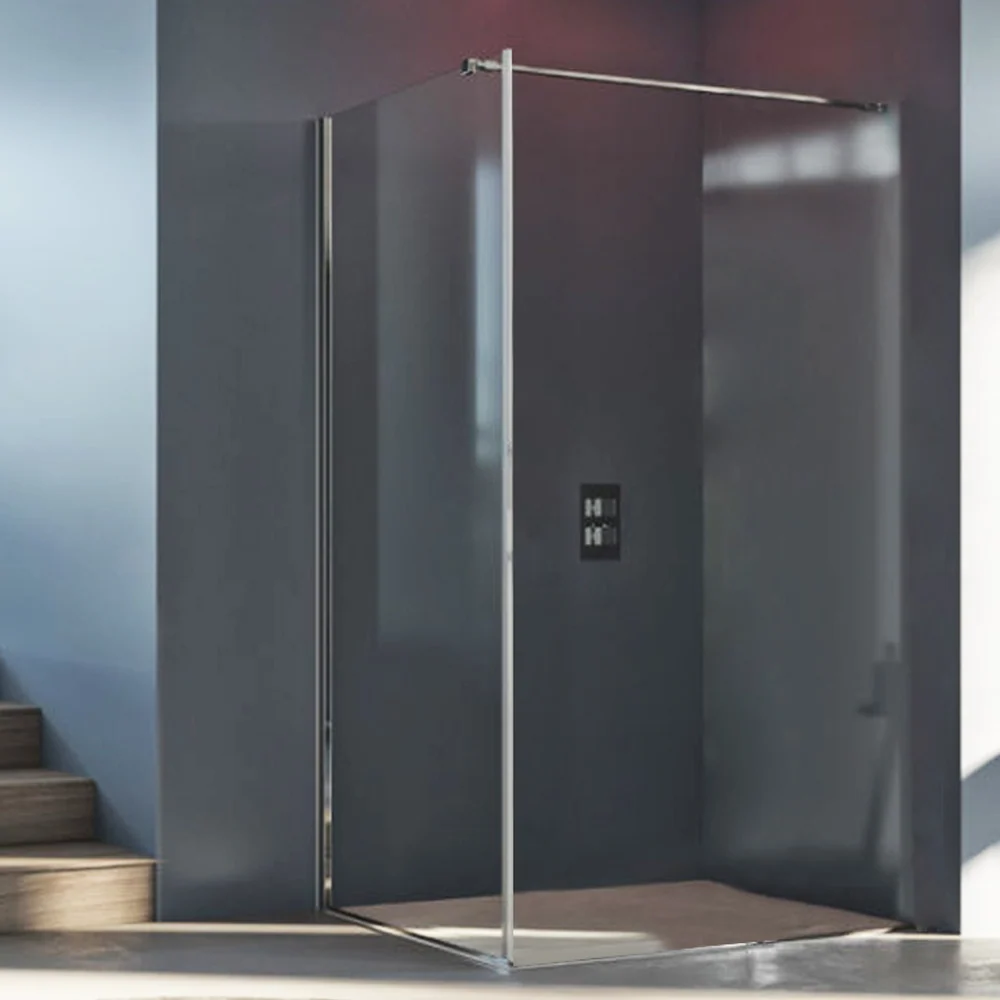 Fixed wall 80 cm swing and folding shower door models Ermes and Demetra 6 mm Glazen Crystal