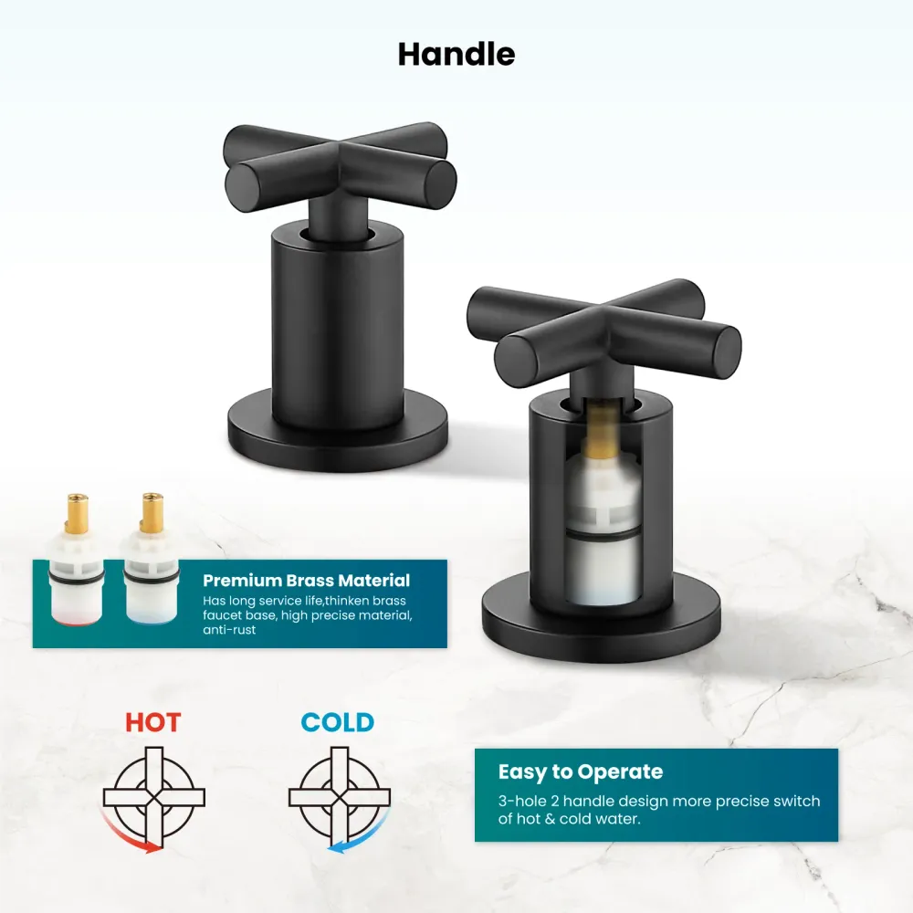 gotonovo 8 inch Widespread 3 Hole Bathroom Sink Faucet,2 Cross Handle Vanity Faucet Deck Mount Basin Bathroom Sink 360° Zw...