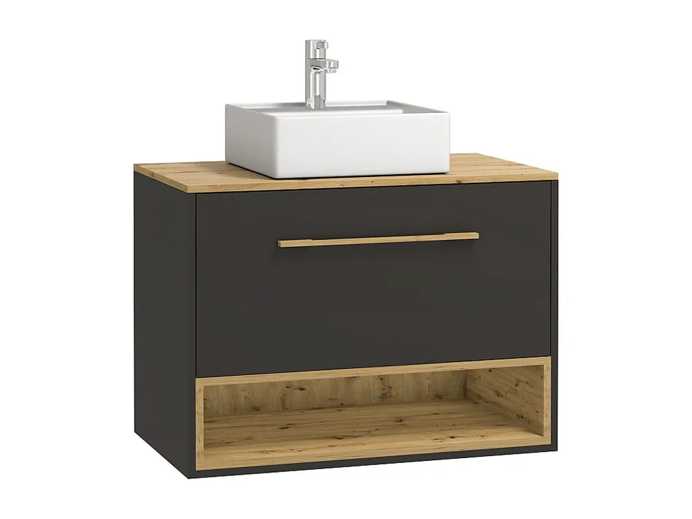 Hangend badkamermeubel antraciet met opzetwastafel - 80 cm - YANGRA - Koop nu online