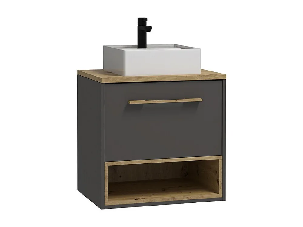 Hangend badkamermeubel antraciet met wastafel - 60 cm - YANGRA - Koop nu simpelweg online