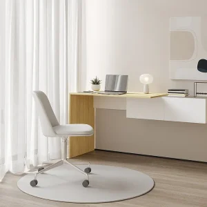 Hangend consolebureau met 2 kasten, naturel en wit - MOLAWA