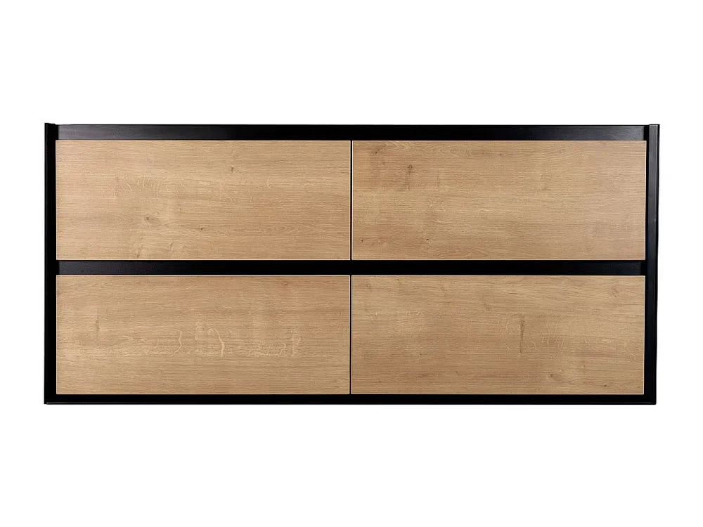 Hangend wastafelmeubel, natuurlijke lichte en zwarte kleur, L120 cm, LANNICK