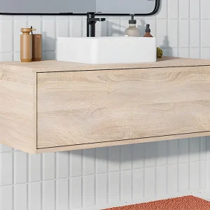 Hangende badkamermeubel met enkele wastafel - TEANA - Koop nu voordelig online