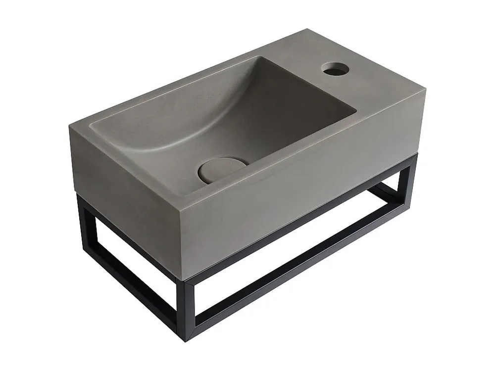 Hangende wastafel van beton met drager, L40 x B22 cm, UCHAMI