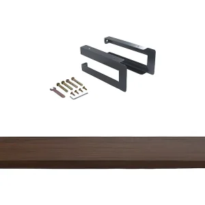 Hangtafel van somber teakhout met zwarte bevestigingsbeugels - 150 x 50 cm SUKAWATI
