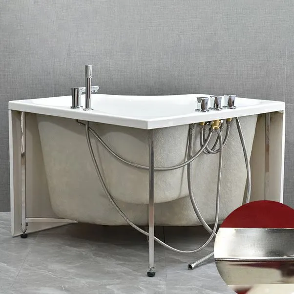 Hedendaags Corner Soaking Bathtub White Acrylic Bathtub Center-Front Drain 35l