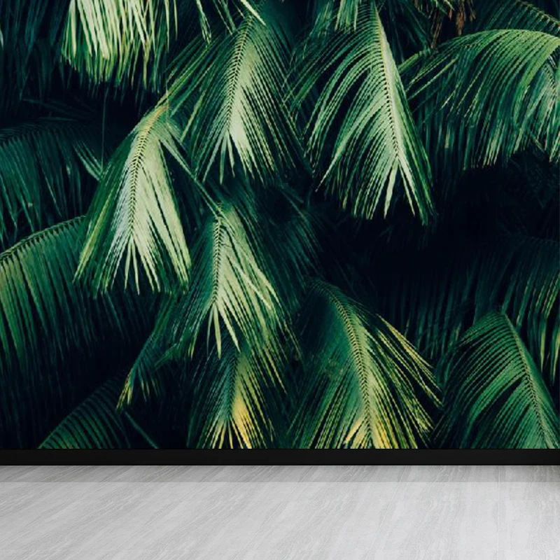 Huge Leaves Pattern Mural Bathroom Botanical Wall Art Groen, Moisture Resistant Green