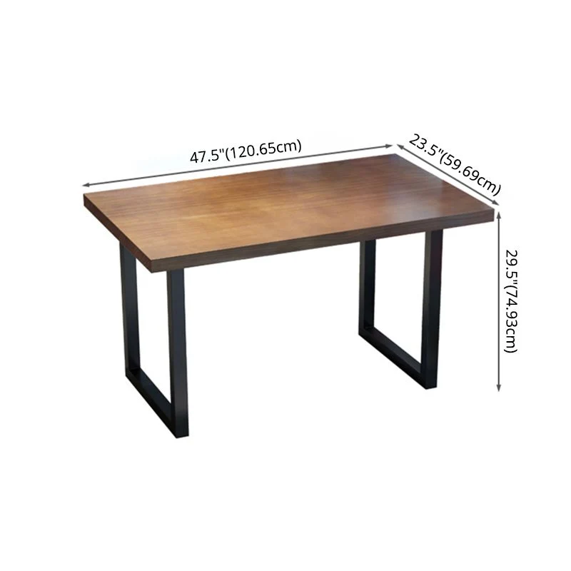 Industrial Style Uni Wood Dining Set Fixed Table and Double Pedestal Base Home Use 47