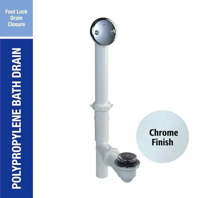 Keeney 1.5- Gepolijst Chrome Foot Lok Stop White/Polished Chrome Foot Lock Drain Plastic Pipe