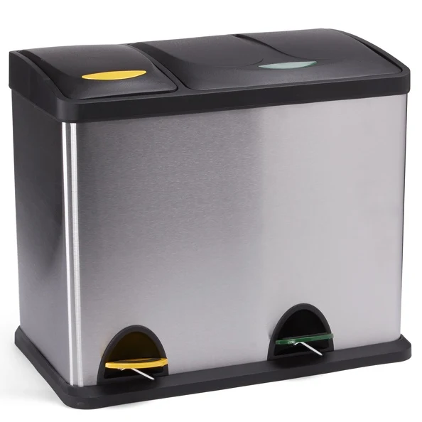 Kitchen pedal bin stainless staal separate collection 18L+8L