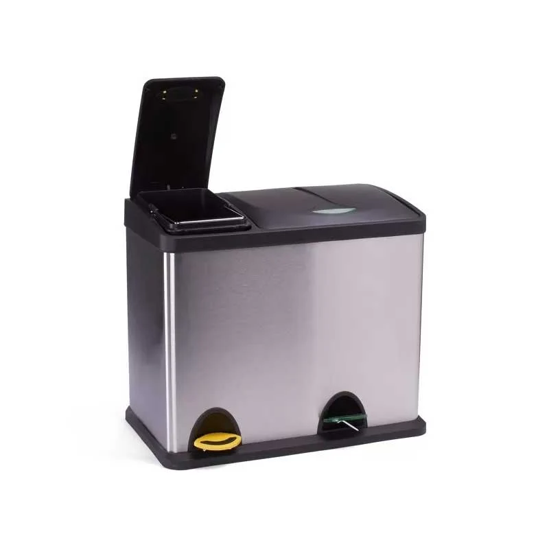 Kitchen pedal bin stainless staal separate collection 18L+8L