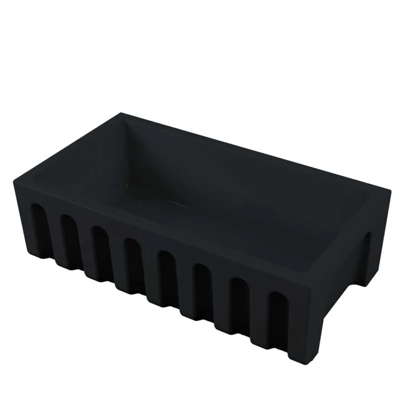 Kitchen sink basin 84x46 ceramic MATTE KOOLZWART Fluted collection Ceramica Galassia Grooved Front panel