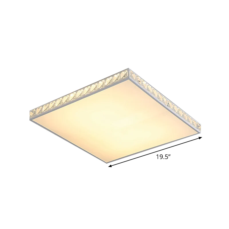LED Bedroom Flush Mount Fixture Simplicity Parelmoer Crystal Ceiling Lamp Geometry Acrylic Shade White