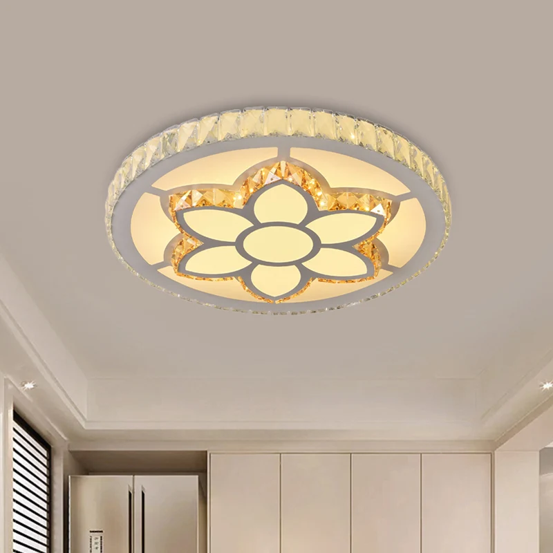 LED Flush Mount Ceiling Fixture Eigentijds Flower/Lemon Slice Clear Crystal Flushmount Lighting Bedroom Clear