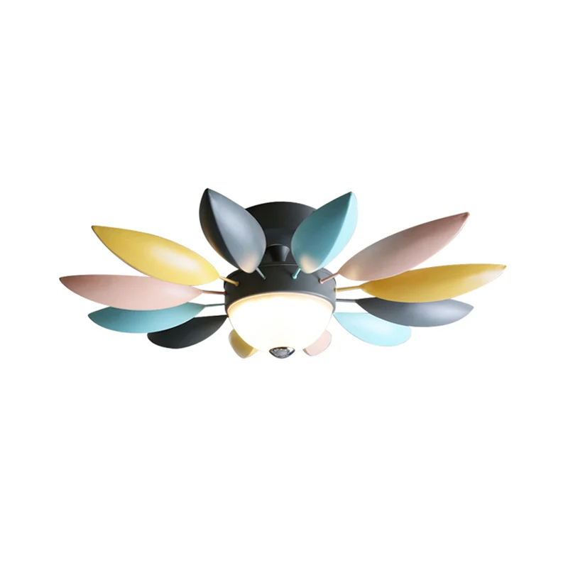 Macaron Blossom Semi Flush Lighting Metallic LED Bedroom Flush Ceiling Lamp Fixture Grey, Warm/White Light Grey