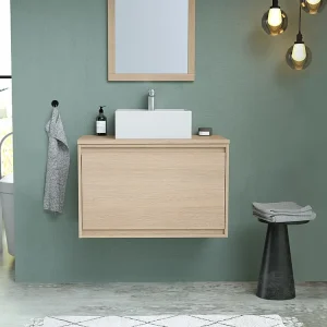 Meubel onder wastafel met Engelse lade, eiken, 80 cm, MESLIVA