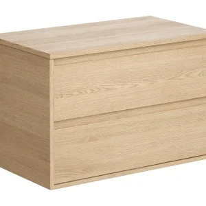 Meubel voor onder wastafel met plank, eikenfineer, 80 cm, MILIPAM