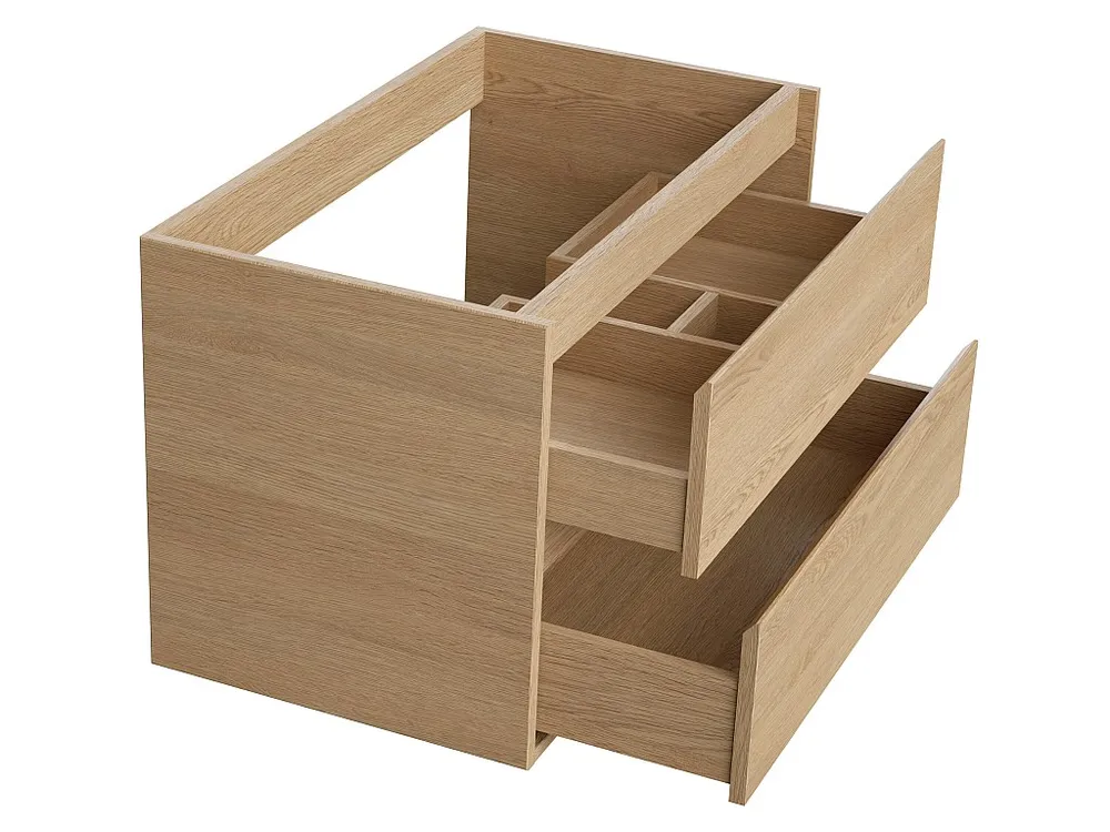 Meubel voor onder wastafel met plank, eikenfineer, 80 cm, MILIPAM