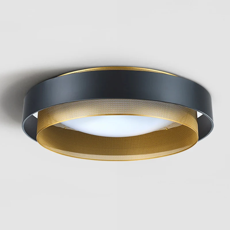 Minimalist Circular LED Flush Mount Metaal Bedroom Ceiling Mount Light Domed Diffuser and Mesh Screen White