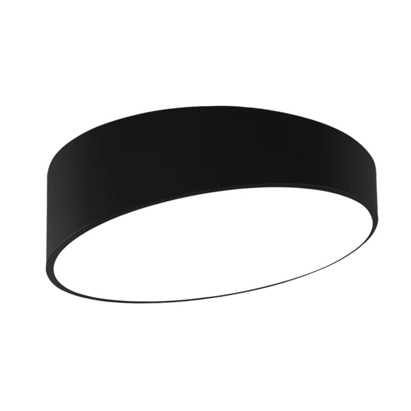 Oblique LED Flush Ceiling Light Nordic Metalen Bedroom Flush Light Fixture Round Acrylic Shade Black