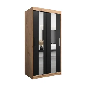Pole kledingkast met schuifdeuren 200/100/62 2 deuren (artisan/zwart)
