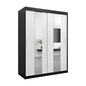 Pole kledingkast met schuifdeuren 200/150/62 2 deuren (zwart/wit)