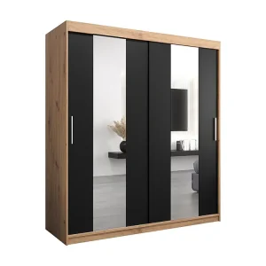 Pole kledingkast met schuifdeuren 200/180/62 2 deuren (artisan/zwart)