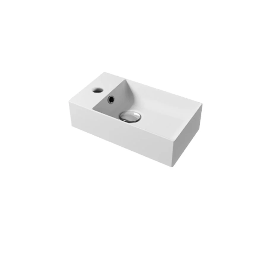Rectangular countertop or wall-mounted washbasin glossy white keramisch 45x25cm Slim Square series Disegno-Ceramica