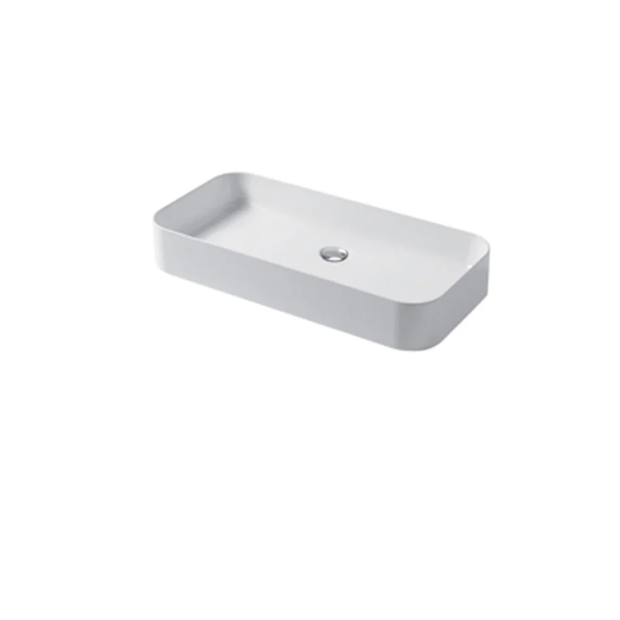 Rectangular countertop washbasin 80x38cm glossy white ceramic Smal series Disegno-Ceramica