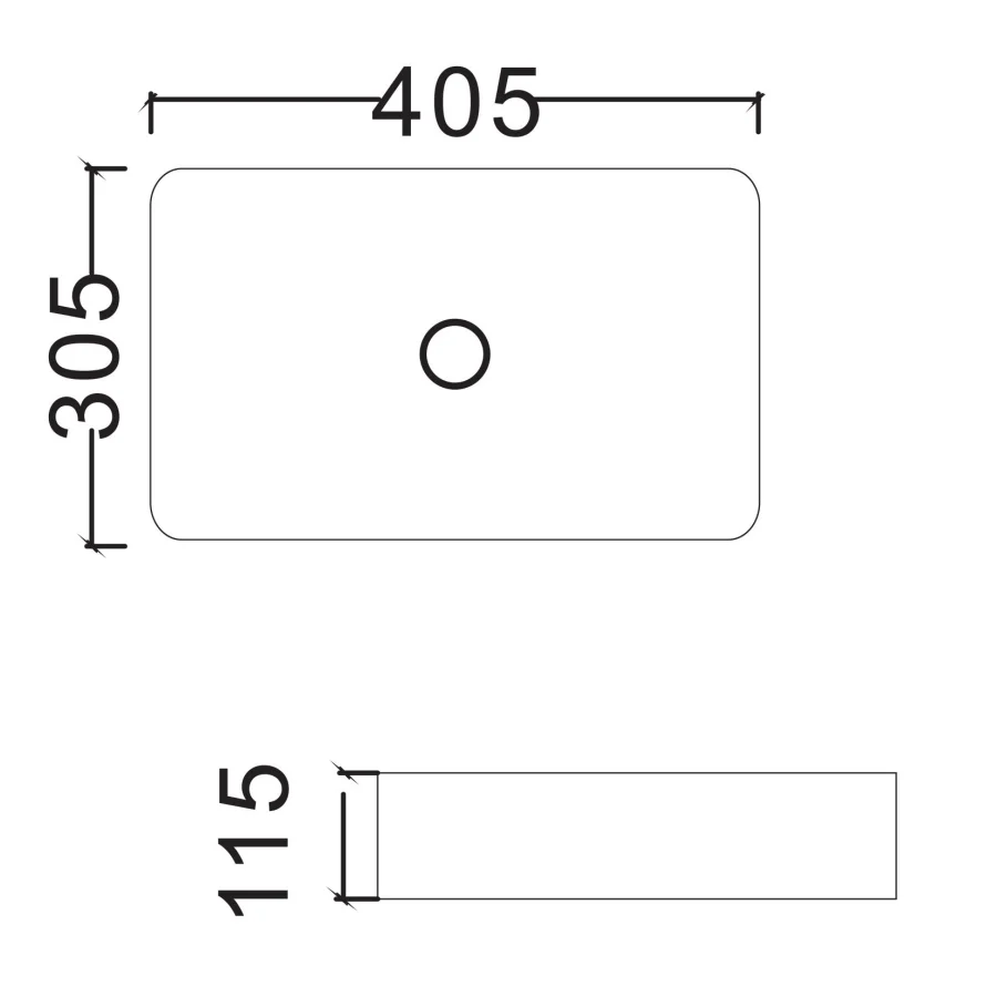 Rectangular countertop washbasin parelmoer ceramic without overflow cm 40.5x30.5