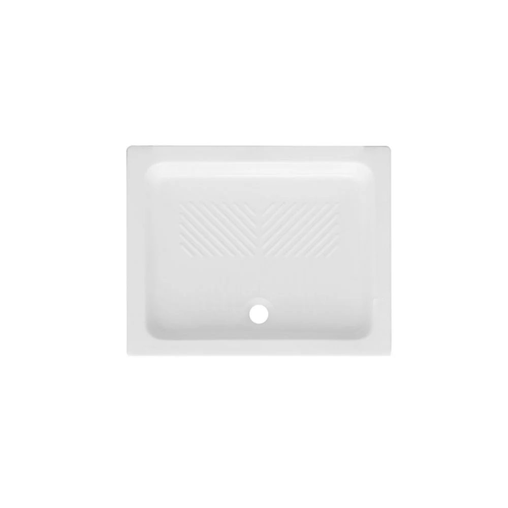Rectangular white porselein shower tray 80x100 integrated non-slip thickness 10 cm