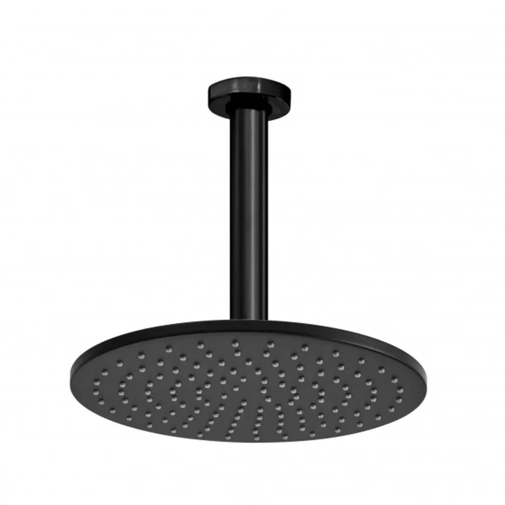 Round ceiling shower head Bossini Cosmo gedempt black diameter 280 mm and arm 300 mm