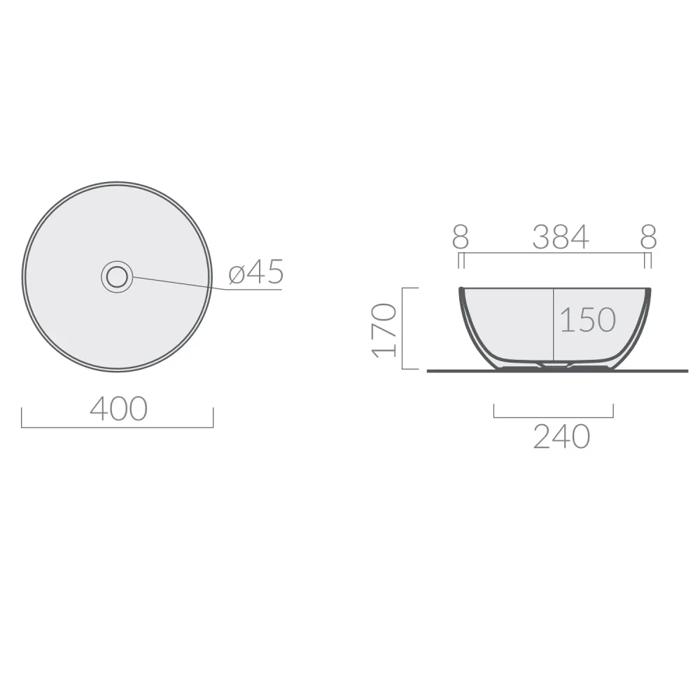 Round countertop washbasin diameter 40 cm Dream series Ceramica Galassia Doffe Sand