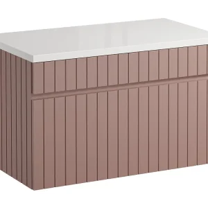 Roze hangmeubel met strepen voor onder wastafel met plank, 80 cm, SATARA