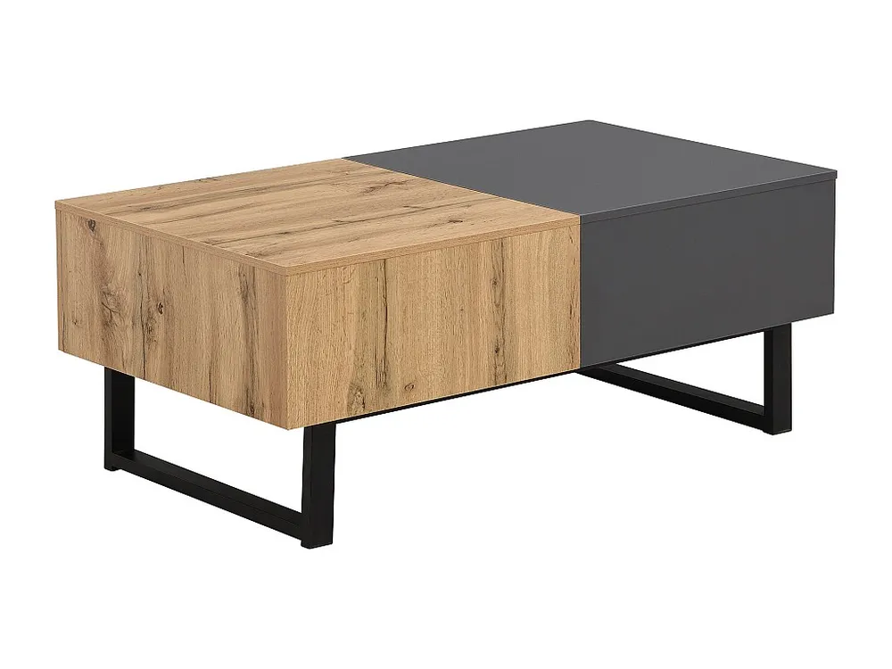Salontafel hout en metaal - met verborgen opbergruimte - Naturel en grijs