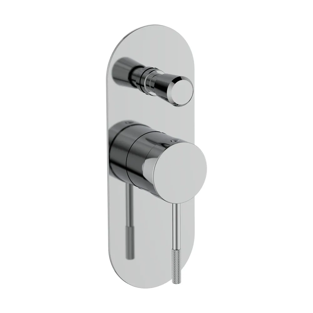 Shower mixer diverter RubiFlux York complete brass built- body, verchroomd plate and lever