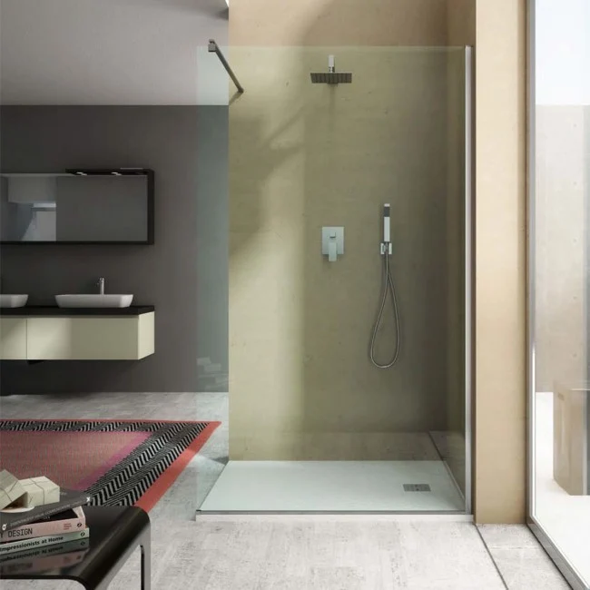 Shower wall 70 cm Walk glazen crystal 8mm tempered