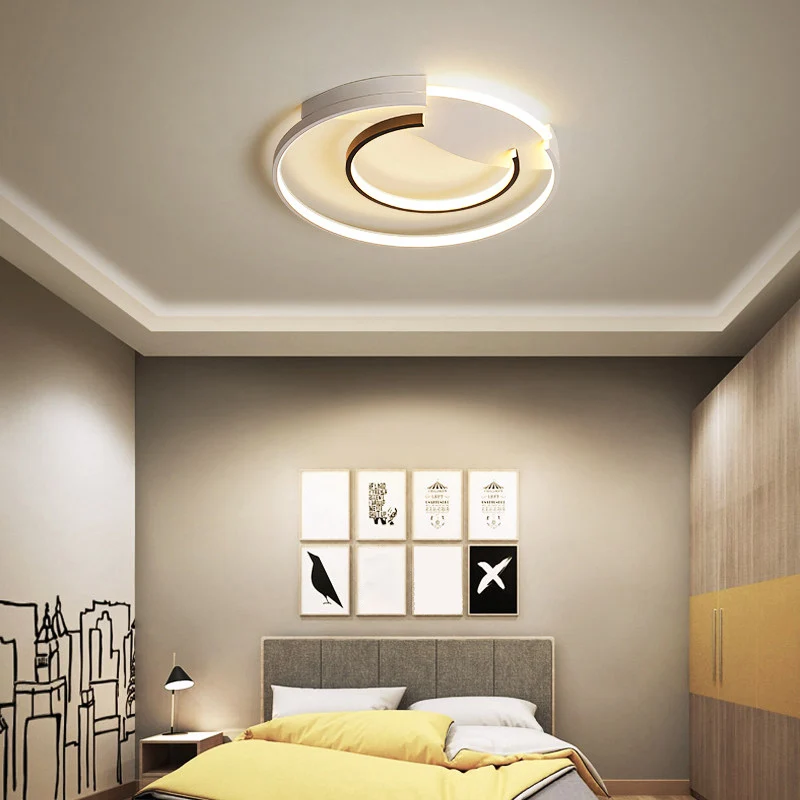 Simple Style Ring Flush Ceiling Light Kunststof glas Bedroom LED Flush Mount Lighting Black and White Black